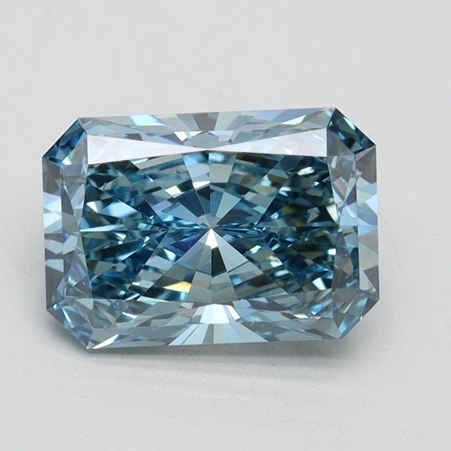 Loose Lab Diamond IGI Radiant 2.01ct Fancy Vivid Blue VS1: Loose Lab Diamond IGI Radiant 2.01ct Fancy Vivid Blue VS1 Loose lab-grown diamond, IGI certified, radiant shape, weighing 2.01ct, featuring Fancy Vivid Blue color and VS1 clarity; measurements are 9.0