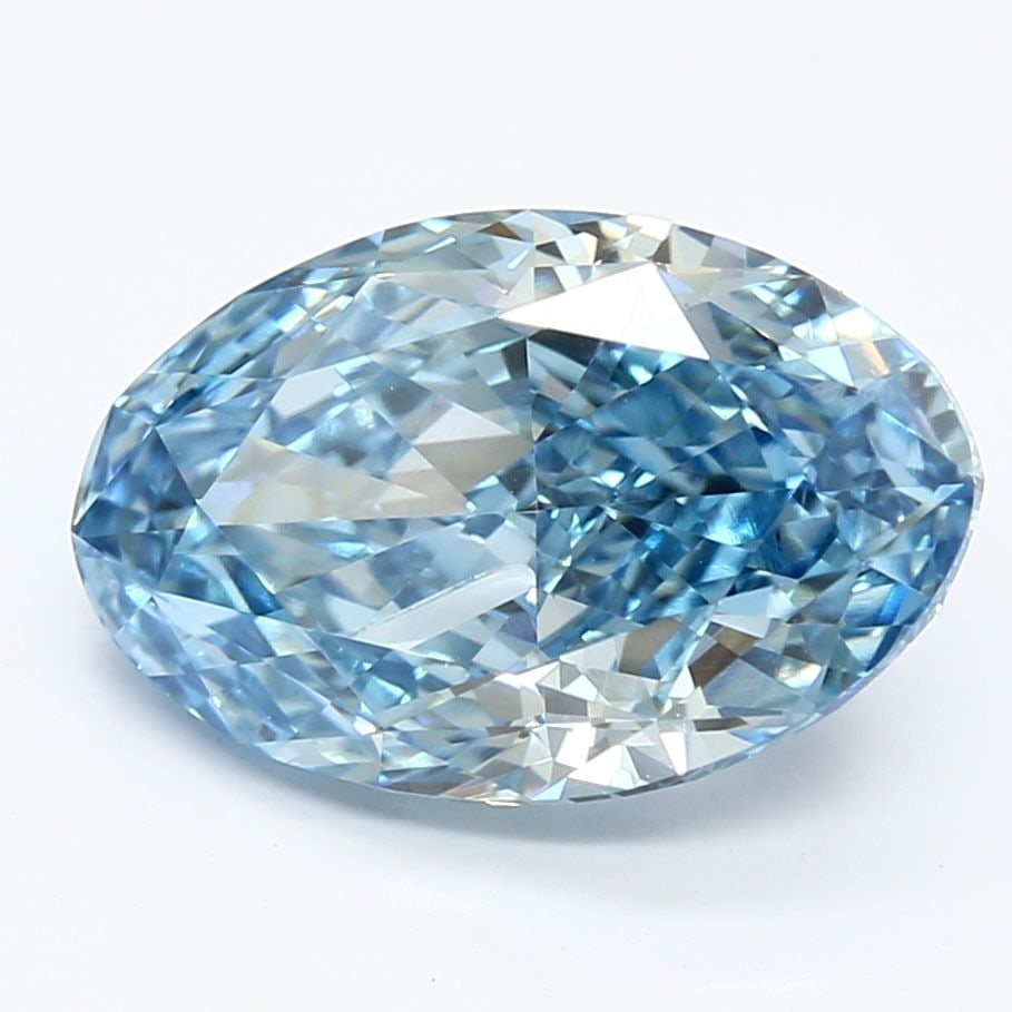 Loose Lab Diamond 4.21ct Fancy Vivid Blue VS1 - IGI Oval: Loose Lab Diamond 4.21ct Fancy Vivid Blue VS1 - IGI Oval Loose Lab Diamond weighing 4.21ct, oval cut, featuring Fancy Vivid Blue color and VS1 clarity. Certified by IGI, with measurements of 12.96L x