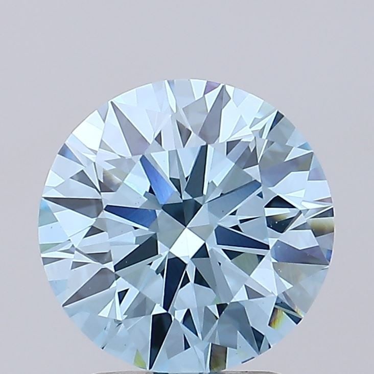 Ideal Loose Lab Diamond IGI Round 2.63ct Fancy Vivid Blue VS1: Ideal Loose Lab Diamond IGI Round 2.63ct Fancy Vivid Blue VS1 Ideal Loose Lab Diamond weighing 2.63 carats, IGI certified, round cut, with fancy vivid blue color and VS1 clarity, exhibiting excellent