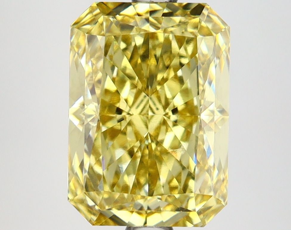Loose Lab Diamond IGI Radiant 3.64ct Fancy Intense Yellow VVS2: Loose Lab Diamond IGI Radiant 3.64ct Fancy Intense Yellow VVS2 Loose Lab Diamond IGI Radiant 3.64ct Fancy Intense Yellow VVS2, polished to excellence, with excellent symmetry, dimensions of 10.25L x 7
