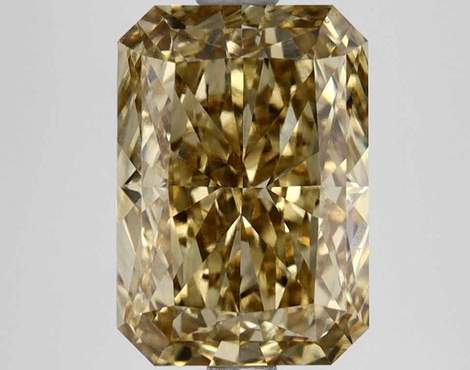 Loose Lab Diamond IGI Radiant 3.44ct Fancy Intense Brownish Yellow VS1: Loose Lab Diamond IGI Radiant 3.44ct Fancy Intense Brownish Yellow VS1 Loose Lab Diamond IGI Radiant, 3.44ct, Color Fancy Intense Brownish Yellow, Clarity VS1, with EX Polish and EX Symmetry, measures