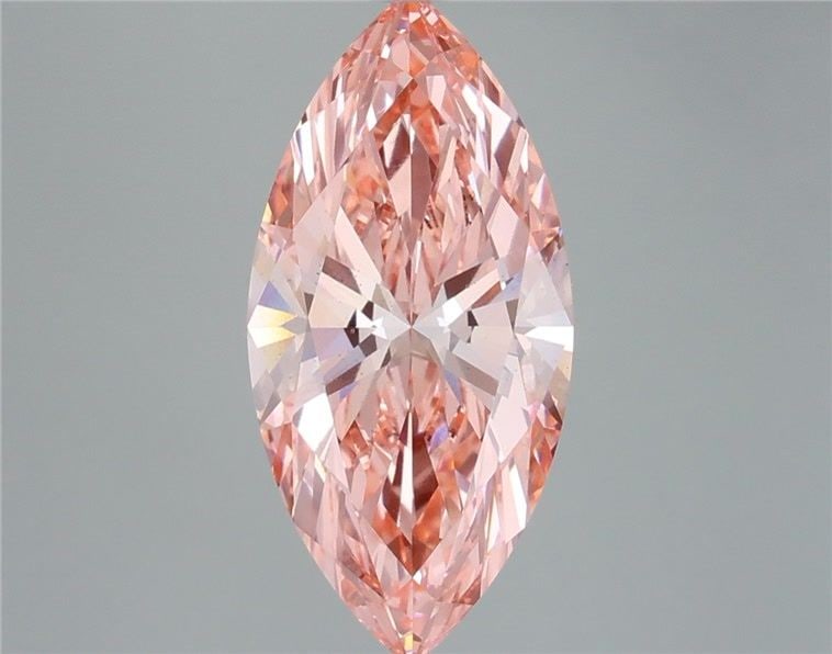 Loose Lab Diamond IGI Marquise 4.64ct Fancy Vivid Pink VS2: Loose Lab Diamond IGI Marquise 4.64ct Fancy Vivid Pink VS2 Loose Lab Diamond IGI Marquise, 4.64ct, Color Fancy Vivid Pink, Clarity VS2, with VG Polish and EX Symmetry, measures 17.99L X 8.65W X 5.26H.