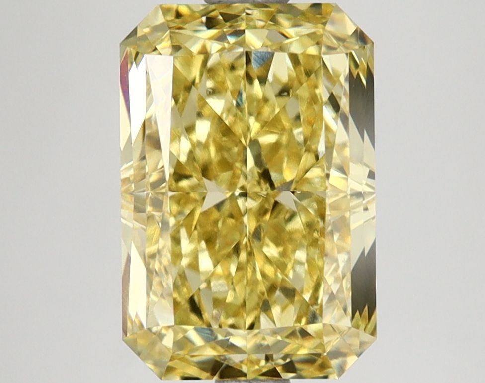 Loose Lab Diamond IGI Radiant 3.43ct Fancy Vivid Yellow VS2: Loose Lab Diamond IGI Radiant 3.43ct Fancy Vivid Yellow VS2 Loose Lab Diamond IGI Radiant, 3.43ct, Color Fancy Vivid Yellow, Clarity VS2, with excellent polish and symmetry, measures 10.29L x 6.99W x