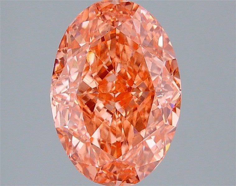Loose Lab Diamond IGI Oval 2.9ct Fancy Vivid Orangey Pink VS1: Loose Lab Diamond IGI Oval 2.9ct Fancy Vivid Orangey Pink VS1 Loose Lab Diamond IGI Oval, 2.9ct, Fancy Vivid Orangey Pink color, VS1 clarity, with excellent polish and very good symmetry; certified by