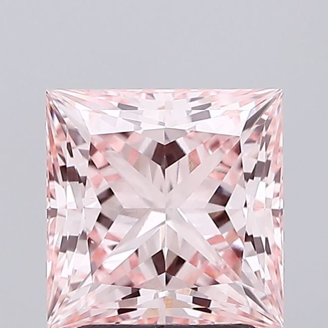 Loose Lab Diamond IGI Princess 2.18ct Fancy Intense Pink VS1: Loose Lab Diamond IGI Princess 2.18ct Fancy Intense Pink VS1 Loose lab-grown diamond, 2.18ct Princess cut, Color Fancy Intense Pink, Clarity VS1, measurements 7.15L X 7.08W X 4.97H, certified by IGI.
