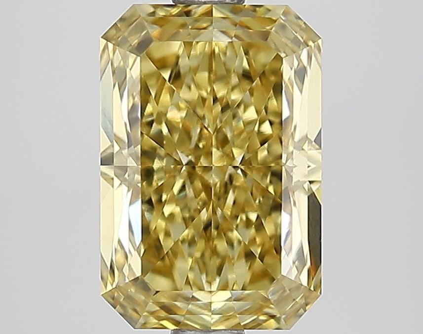 Loose Lab Diamond IGI Radiant 2.63ct Fancy Vivid Yellow VVS2: Loose Lab Diamond IGI Radiant 2.63ct Fancy Vivid Yellow VVS2 Loose Lab Diamond IGI Radiant, 2.63ct Fancy Vivid Yellow, VVS2 clarity, with measurements of 9.48L x 6.45W x 4.42H; certified by IGI. Item