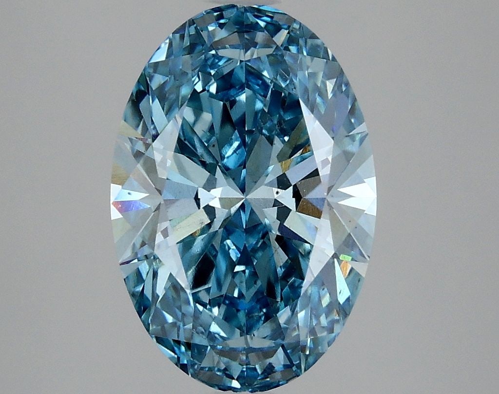 Loose Lab Diamond IGI Oval 3.02ct Fancy Vivid Blue VS2: Loose Lab Diamond IGI Oval 3.02ct Fancy Vivid Blue VS2 This loose lab-grown diamond weighs 3.02ct, features an oval cut, fancy vivid blue color, VS2 clarity, and EX polish and symmetry, certified by I