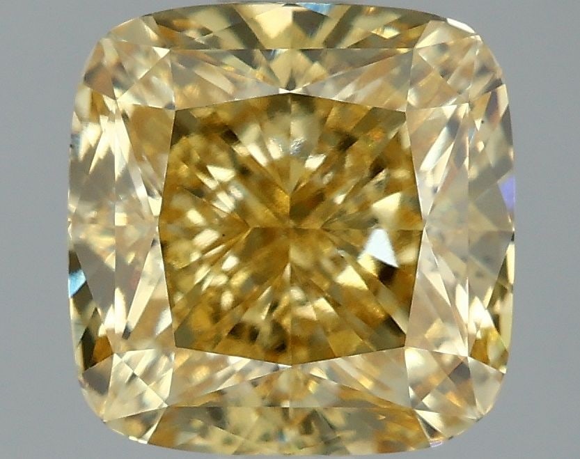 Loose Lab Diamond IGI Cushion Modified 2.11ct Fancy Vivid Yellow VS1: Loose Lab Diamond IGI Cushion Modified 2.11ct Fancy Vivid Yellow VS1 Loose Lab Diamond IGI Cushion Modified weighing 2.11ct with Fancy Vivid Yellow color and VS1 clarity. It has excellent Polish and S