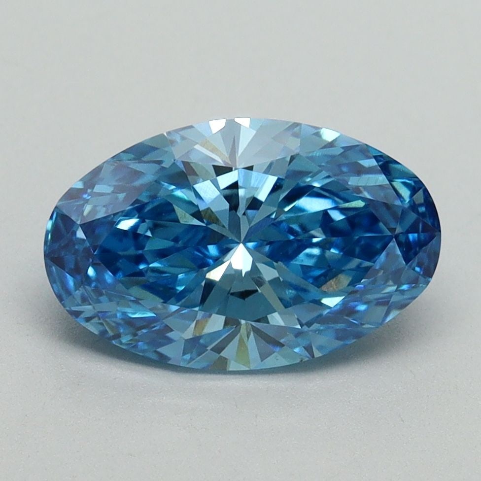 Loose Lab Diamond IGI Oval 2.01ct Fancy Vivid Blue VS1: Loose Lab Diamond IGI Oval 2.01ct Fancy Vivid Blue VS1 Loose lab-grown oval diamond weighing 2.01ct, Fancy Vivid Blue color, VS1 clarity, with IGI certification. Measurements are 10.84L x 6.85W x 4.31