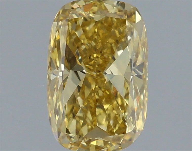 Loose Lab Diamond IGI Cushion Modified 1.08ct Fancy Vivid Yellow VVS2: Loose Lab Diamond IGI Cushion Modified 1.08ct Fancy Vivid Yellow VVS2 Loose Lab Diamond weighing 1.08ct, with Fancy Vivid Yellow color and VVS2 clarity, certified by IGI, dimensions are 7.39L x 4.86W