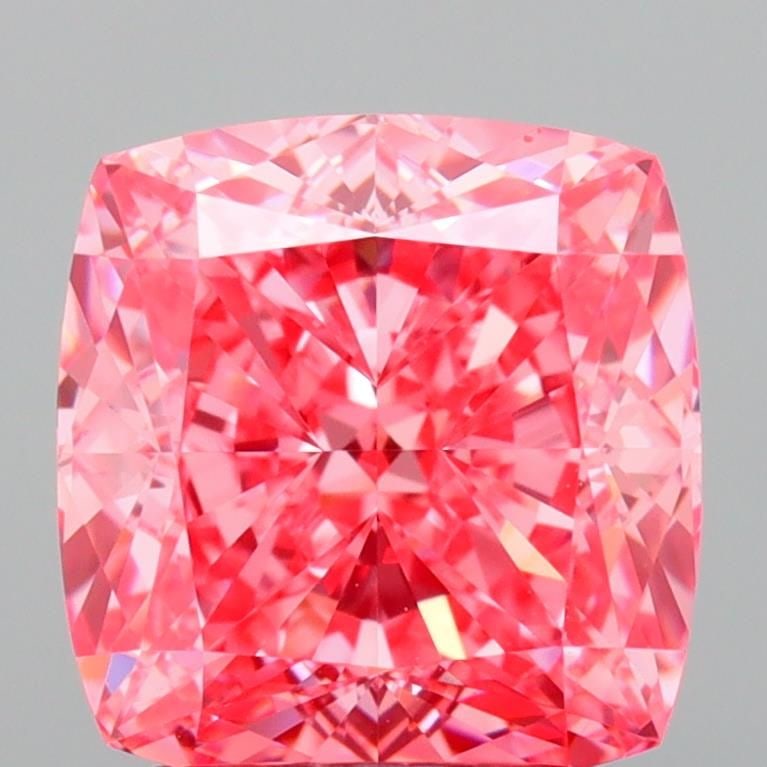 Loose Lab Diamond 2.06ct Fancy Vivid Pink VVS2 - IGI Cushion Modified: Loose Lab Diamond 2.06ct Fancy Vivid Pink VVS2 - IGI Cushion Modified Loose lab-grown diamond weighing 2.06ct, cushion modified cut, with fancy vivid pink color, VVS2 clarity, and IGI certification. I