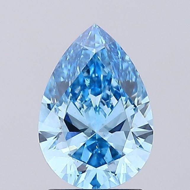 Loose Lab Diamond IGI Pear 1.54ct Fancy Vivid Blue VS2: Loose Lab Diamond IGI Pear 1.54ct Fancy Vivid Blue VS2 Loose Lab Diamond IGI Pear, 1.54ct, Fancy Vivid Blue, VS2 clarity, with EX polish and symmetry. Certified by IGI, measurements are 9.6L x 6.65W x