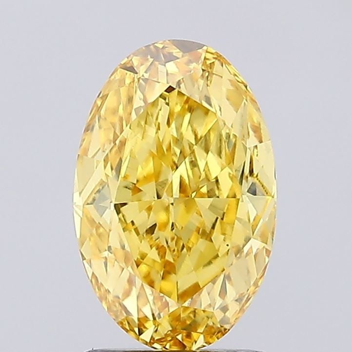 Loose Lab Diamond IGI Oval 1.68ct Fancy Intense Yellow VS1: Loose Lab Diamond IGI Oval 1.68ct Fancy Intense Yellow VS1 Loose lab-grown oval diamond, IGI certified, weighing 1.68ct with fancy intense yellow color and clarity VS1. Measurements are 9.15L x 5.94W