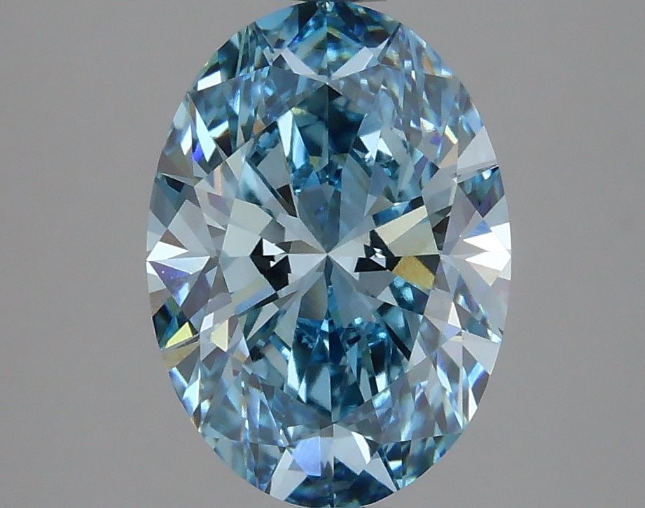 Loose Lab Diamond IGI Oval 2.59ct Fancy Vivid Blue VS1: Loose Lab Diamond IGI Oval 2.59ct Fancy Vivid Blue VS1 This 2.59ct loose lab diamond is an oval cut with fancy vivid blue color and VS1 clarity, certified by IGI. It has excellent polish and symmetry,