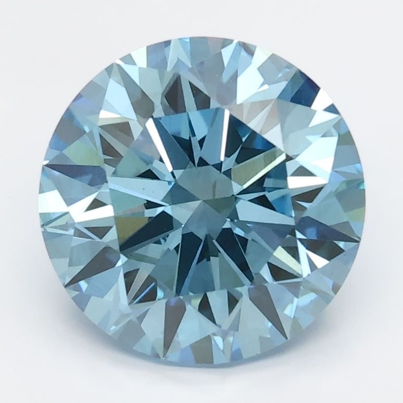 Loose Lab Diamond Round 2.76ct Blue VS1: Loose Lab Diamond Round 2.76ct Blue VS1 Lab-grown diamond weighing 2.76ct, colored blue with VS1 clarity, featuring good polish and symmetry, and lacking certification. Item Specifics: Source: This Is