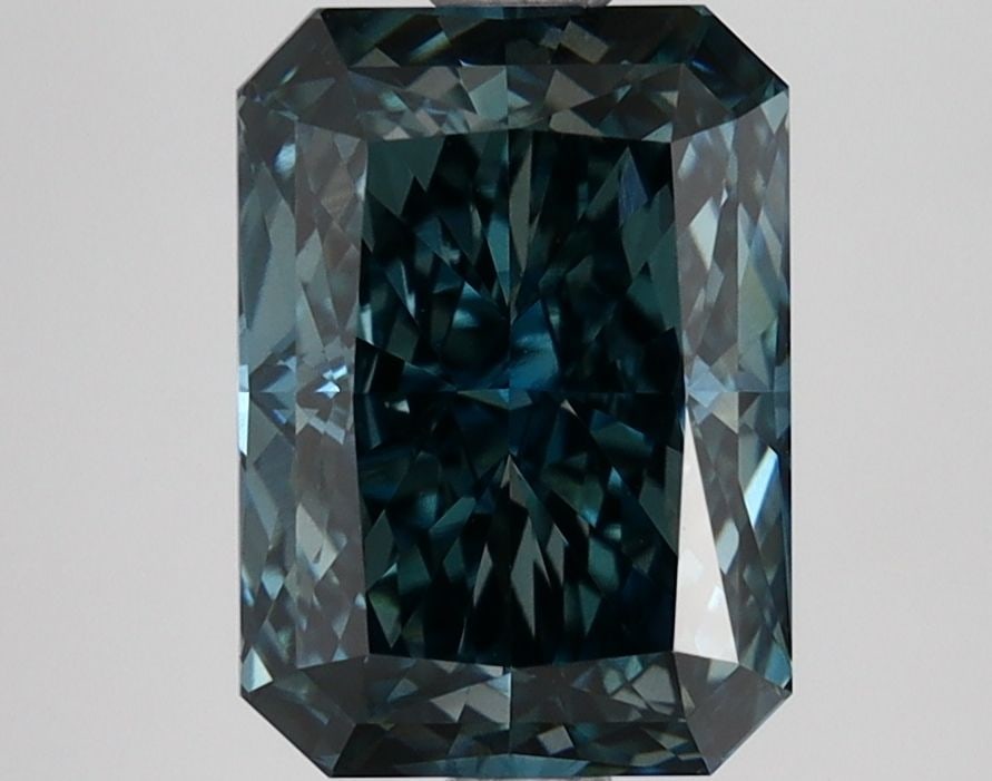 Loose Lab Diamond IGI Radiant 2.85ct Fancy Deep Green Blue VVS2: Loose Lab Diamond IGI Radiant 2.85ct Fancy Deep Green Blue VVS2 Loose lab-grown radiant diamond, 2.85ct, fancy deep green blue color, clarity VVS2, with IGI certification and excellent polish and symm
