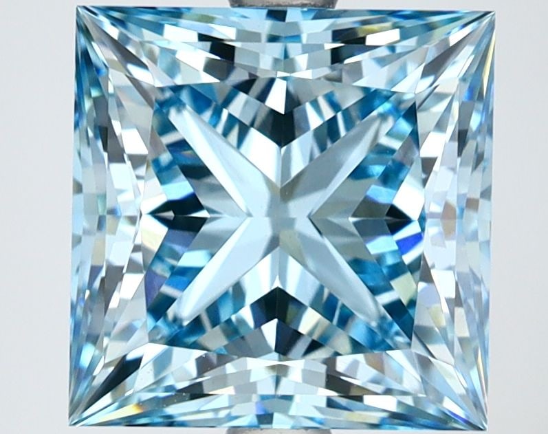 Loose Lab Diamond IGI Princess 3.49ct Fancy Vivid Blue VVS2: Loose Lab Diamond IGI Princess 3.49ct Fancy Vivid Blue VVS2 Loose Lab Diamond IGI Princess, 3.49ct, Fancy Vivid Blue, VVS2 clarity, with IGI certification and measurements of 8.26L x 8.25W x 5.81H. It