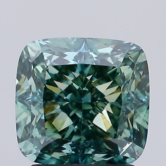 Loose Lab Diamond IGI Cushion Modified 2.07ct Fancy Vivid Blueish Green VS1: Loose Lab Diamond IGI Cushion Modified 2.07ct Fancy Vivid Blueish Green VS1 Loose Lab Diamond IGI Cushion Modified, 2.07ct, Fancy Vivid Blueish Green, VS1 clarity, with EX polish and symmetry, measuri