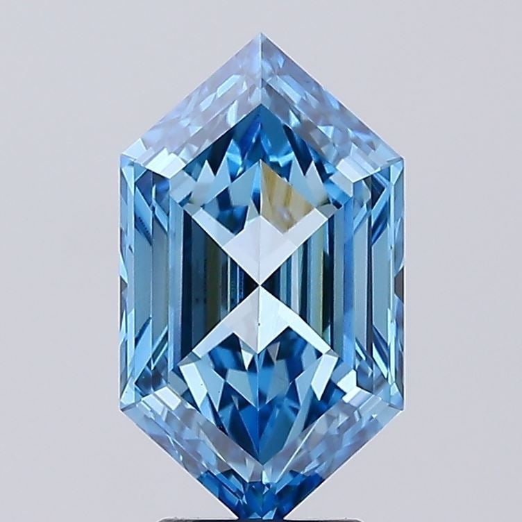 Loose Lab Diamond IGI Hexagonal 3.2ct Fancy Vivid Blue VS1: Loose Lab Diamond IGI Hexagonal 3.2ct Fancy Vivid Blue VS1 Loose Lab Diamond IGI Hexagonal 3.2ct, Fancy Vivid Blue, VS1 clarity, with EX Polish and EX Symmetry, measures 13.7L x 7.68W x 4.29H. Item Sp
