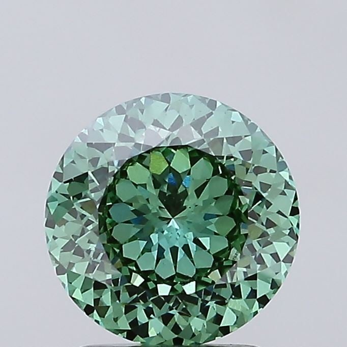 Loose Lab Diamond IGI Round 2.11ct Fancy Vivid Green VS1: Loose Lab Diamond IGI Round 2.11ct Fancy Vivid Green VS1 Loose Lab Diamond IGI Round 2.11ct, color Fancy Vivid Green, clarity VS1, featuring excellent polish and symmetry, measuring 8.06L x 8.02W x 4.