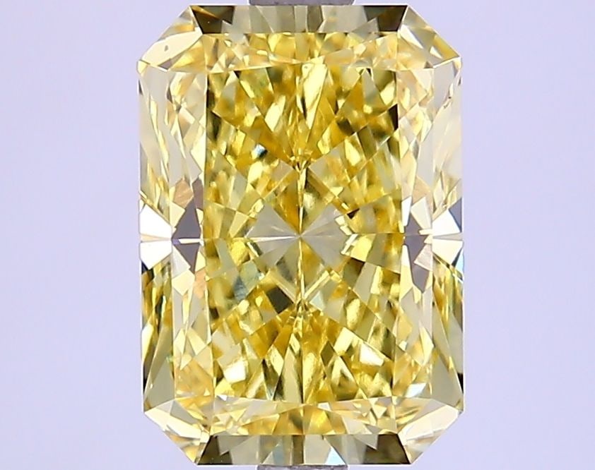 Loose Lab Diamond 2.4ct Fancy Vivid Yellow VVS2 - IGI Radiant: Loose Lab Diamond 2.4ct Fancy Vivid Yellow VVS2 - IGI Radiant Loose Lab Diamond weighing 2.4ct, with a Fancy Vivid Yellow color and VVS2 clarity, featuring IGI certification. Measurements are 9.4L x 6