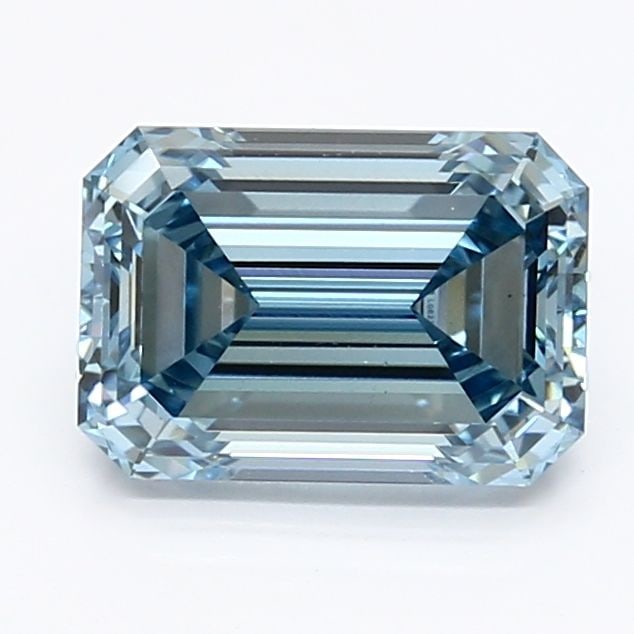 Loose Lab Diamond IGI Emerald 1.69ct Fancy Intense Blue VS1: Loose Lab Diamond IGI Emerald 1.69ct Fancy Intense Blue VS1 Loose Lab Diamond IGI Emerald, weighing 1.69ct with Fancy Intense Blue color and VS1 clarity, offers excellent polish and symmetry, measurin
