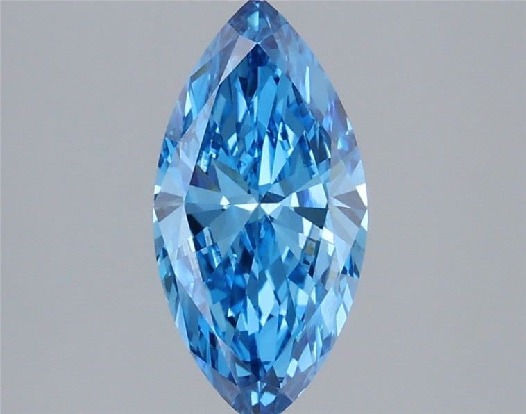 Loose Lab Diamond IGI Marquise 1.43ct Fancy Vivid Blue VVS2: Loose Lab Diamond IGI Marquise 1.43ct Fancy Vivid Blue VVS2 A loose lab-grown marquise diamond of 1.43ct, featuring Fancy Vivid Blue color and VVS2 clarity, certified by IGI, measuring 12.12L x 6.03W
