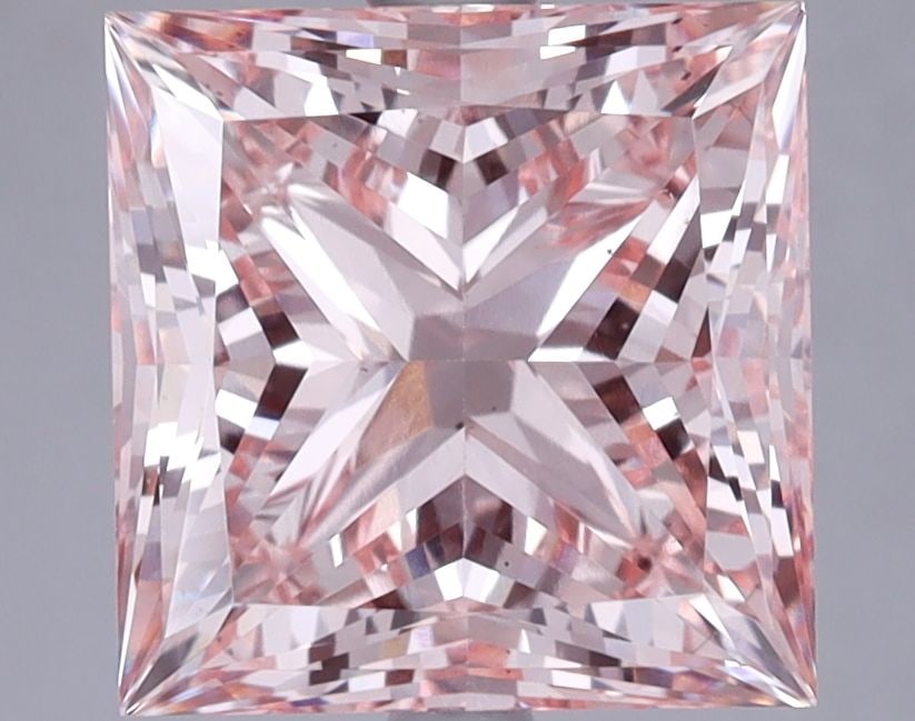 Loose Lab Diamond IGI Princess 3.95ct Fancy Intense Pink VS2: Loose Lab Diamond IGI Princess 3.95ct Fancy Intense Pink VS2 Loose Lab Diamond IGI Princess 3.95ct Fancy Intense Pink VS2 with excellent polish and symmetry; measures 8.62L x 8.55W x 6.05H, certified