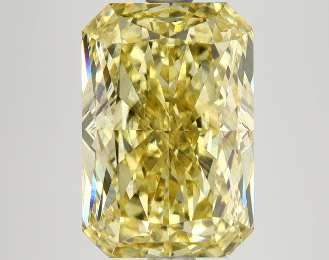 Loose Lab Diamond IGI Radiant 4.88ct Fancy Intense Yellow SI1: Loose Lab Diamond IGI Radiant 4.88ct Fancy Intense Yellow SI1 Loose Lab Diamond IGI Radiant, 4.88ct, fancy intense yellow, clarity SI1, with excellent polish and symmetry. Measures 11.56L x 7.82W x 5.