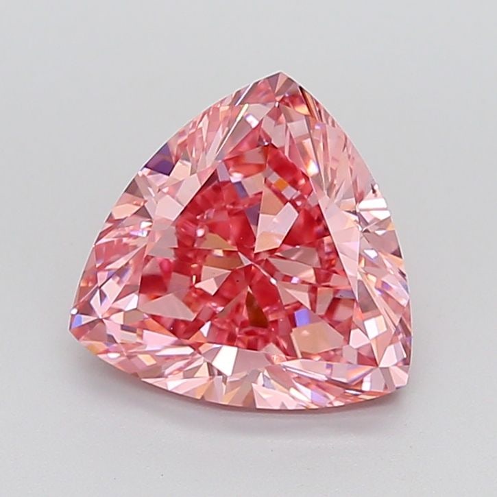Loose Lab Diamond Trilliant 4.01ct Fancy Vivid Pink VS2: Loose Lab Diamond Trilliant 4.01ct Fancy Vivid Pink VS2 This 4.01ct Loose Lab Diamond in trilliant cut exhibits a Fancy Vivid Pink color and VS2 clarity, but lacks certification, with very good polish