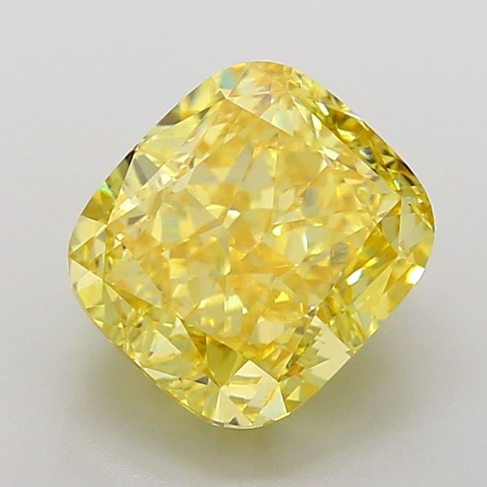 Loose Lab Diamond IGI Cushion Modified 3.01ct Fancy Intense Yellow VVS2: Loose Lab Diamond IGI Cushion Modified 3.01ct Fancy Intense Yellow VVS2 Loose Lab Diamond IGI Cushion Modified 3.01ct Fancy Intense Yellow VVS2, recognized for excellent polish and symmetry, with meas