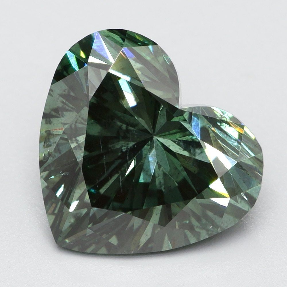 Loose Lab Diamond Heart 2.01ct Fancy Vivid Green SI2: Loose Lab Diamond Heart 2.01ct Fancy Vivid Green SI2 This Loose Lab Diamond is a 2.01ct heart cut with Fancy Vivid Green color and SI2 clarity, lacking certification, with very good polish and symmetr
