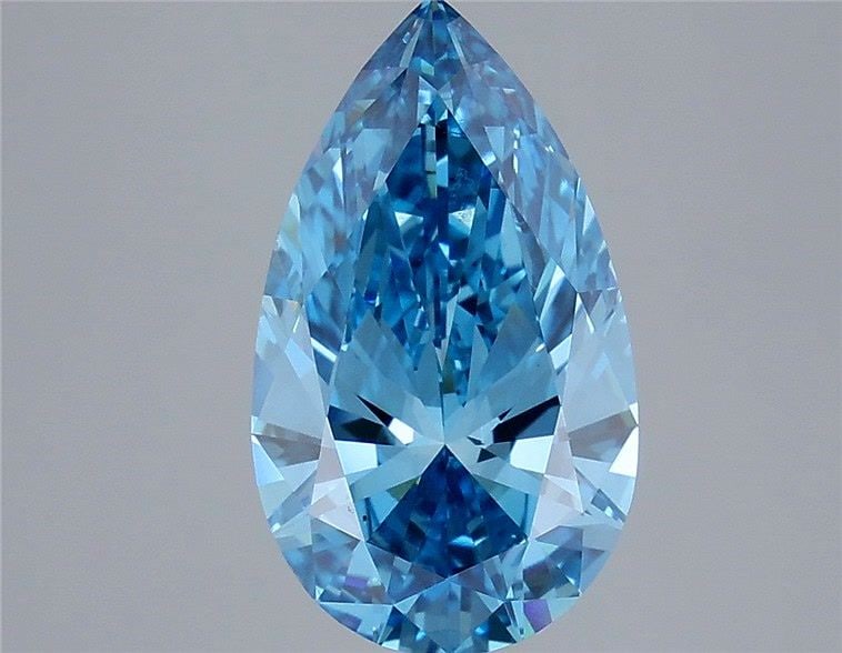 Loose Lab Diamond IGI Pear 4.01ct Fancy Vivid Blue VS1: Loose Lab Diamond IGI Pear 4.01ct Fancy Vivid Blue VS1 Loose lab-grown diamond weighing 4.01ct in Fancy Vivid Blue color and VS1 clarity, featuring EX polish and symmetry and measuring 14.93 x 8.67 x