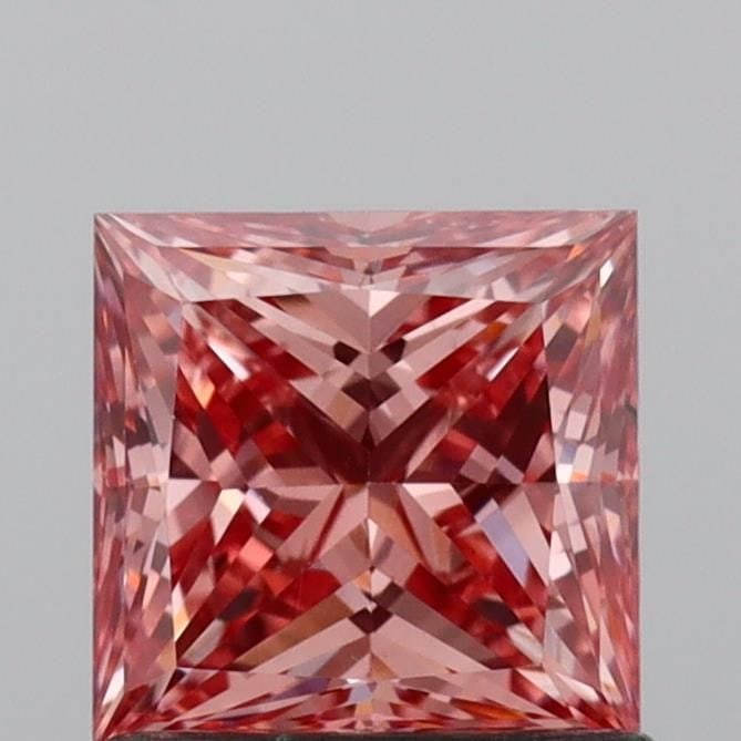 Loose Lab Diamond Princess 1.02ct Fancy Vivid Orangey Pink VS2: Loose Lab Diamond Princess 1.02ct Fancy Vivid Orangey Pink VS2 This 1.02ct loose lab-grown princess diamond showcases a Fancy Vivid Orangey Pink color and VS2 clarity, noted for its very good polish a