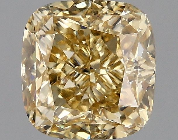 Loose Lab Diamond IGI Cushion Modified 2.1ct Fancy Intense Yellow VVS2: Loose Lab Diamond IGI Cushion Modified 2.1ct Fancy Intense Yellow VVS2 Loose lab-grown diamond weighing 2.1 carats, cushion modified cut, fancy intense yellow color, VVS2 clarity, with EX polish and s