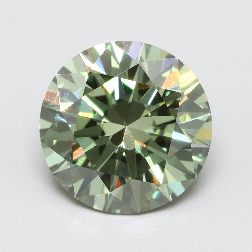 Loose Lab Diamond 1.27ct Fancy Vivid Green VS1 - Round: Loose Lab Diamond 1.27ct Fancy Vivid Green VS1 - Round Loose lab-grown diamond, 1.27ct round cut, fancy vivid green color, clarity VS1, with measurements of 7.0L x 7.0W x 4.3H, ungraded certification.