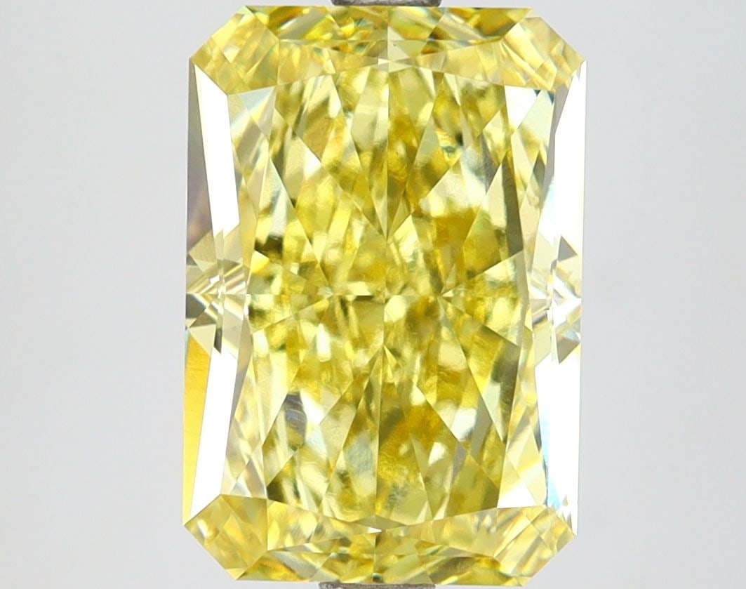 Loose Lab Diamond IGI Radiant 4.4ct Fancy Vivid Yellow VS1: Loose Lab Diamond IGI Radiant 4.4ct Fancy Vivid Yellow VS1 Loose Lab Diamond IGI Radiant, 4.4ct, Fancy Vivid Yellow color and VS1 clarity, featuring excellent polish and symmetry, measuring 11.19L x 7