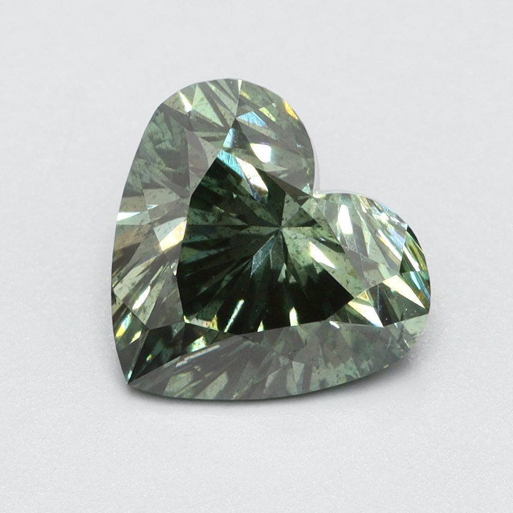 Loose Lab Diamond Heart 1.01ct Fancy Vivid Green SI2: Loose Lab Diamond Heart 1.01ct Fancy Vivid Green SI2 Loose Lab Diamond, 1.01ct, Heart cut, Fancy Vivid Green color, SI2 clarity, with very good polish and symmetry, measuring 6.25L x 6.95W x 4.2H. Ite