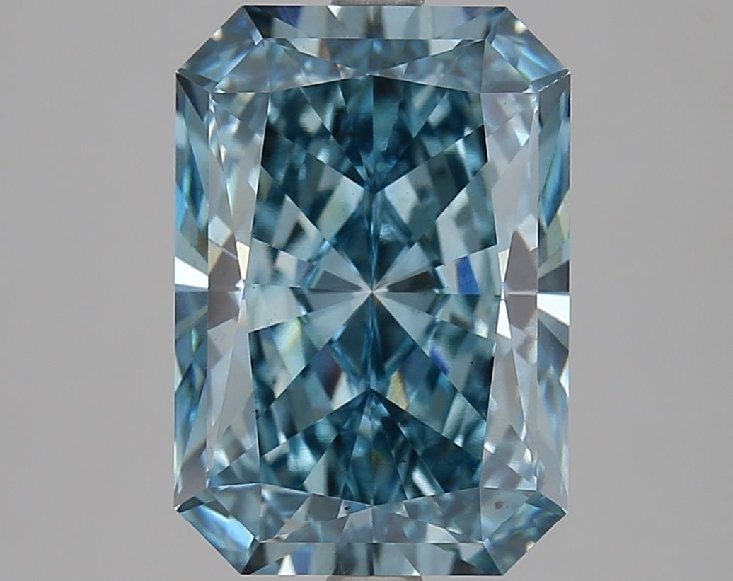Loose Lab Diamond IGI Radiant 4.12ct Fancy Vivid Greenish Blue VS2: Loose Lab Diamond IGI Radiant 4.12ct Fancy Vivid Greenish Blue VS2 Loose Lab Diamond IGI Radiant 4.12ct Fancy Vivid Greenish Blue VS2, possessing excellent polish and symmetry, certified by IGI. Item