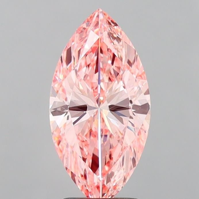 Loose Lab Diamond IGI Marquise 2.5ct Fancy Vivid Pink VS2: Loose Lab Diamond IGI Marquise 2.5ct Fancy Vivid Pink VS2 Loose lab-grown diamond weighing 2.5ct, with a fancy vivid pink color and VS2 clarity, certified by IGI featuring excellent polish and symmetr