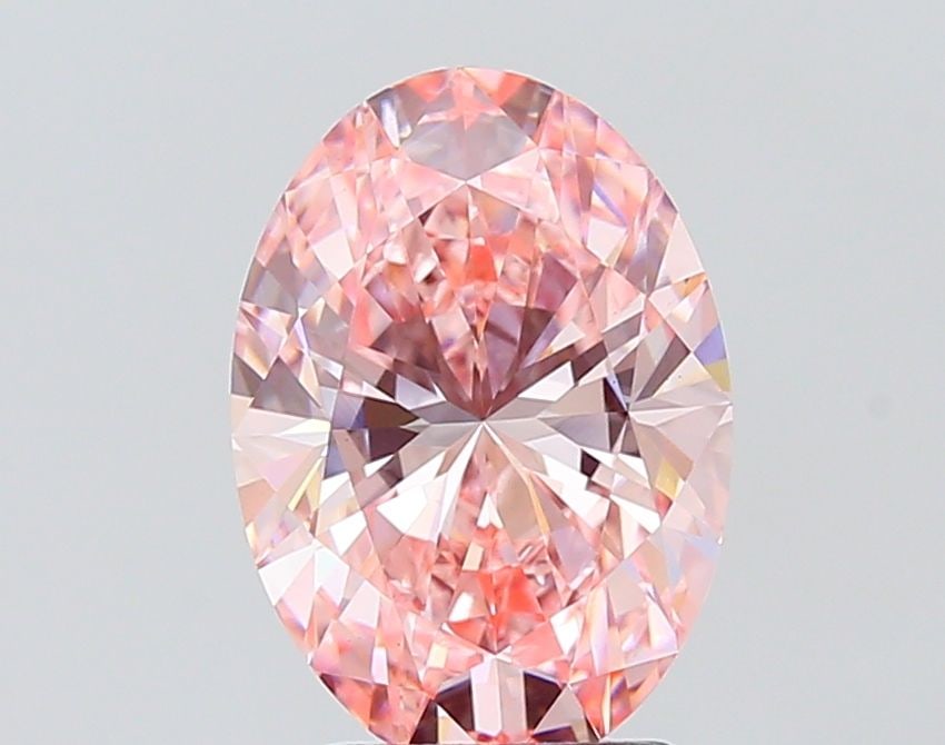 Loose Lab Diamond 3.19ct Fancy Vivid Pink VS1 - IGI Oval: Loose Lab Diamond 3.19ct Fancy Vivid Pink VS1 - IGI Oval Loose lab diamond weighing 3.19ct, with fancy vivid pink color, VS1 clarity, and excellent polish and symmetry, certified by IGI. Dimensions