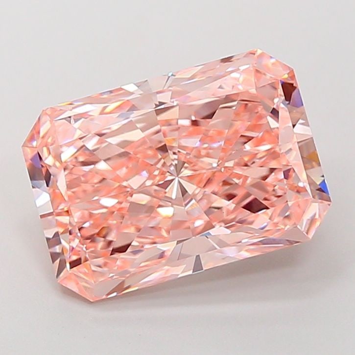 Loose Lab Diamond 4.76ct Fancy Vivid Pink VS1 - IGI Radiant: Loose Lab Diamond 4.76ct Fancy Vivid Pink VS1 - IGI Radiant Loose lab-grown diamond weighing 4.76ct, radiant cut, fancy vivid pink color, clarity VS1, with excellent polish and symmetry, certified by