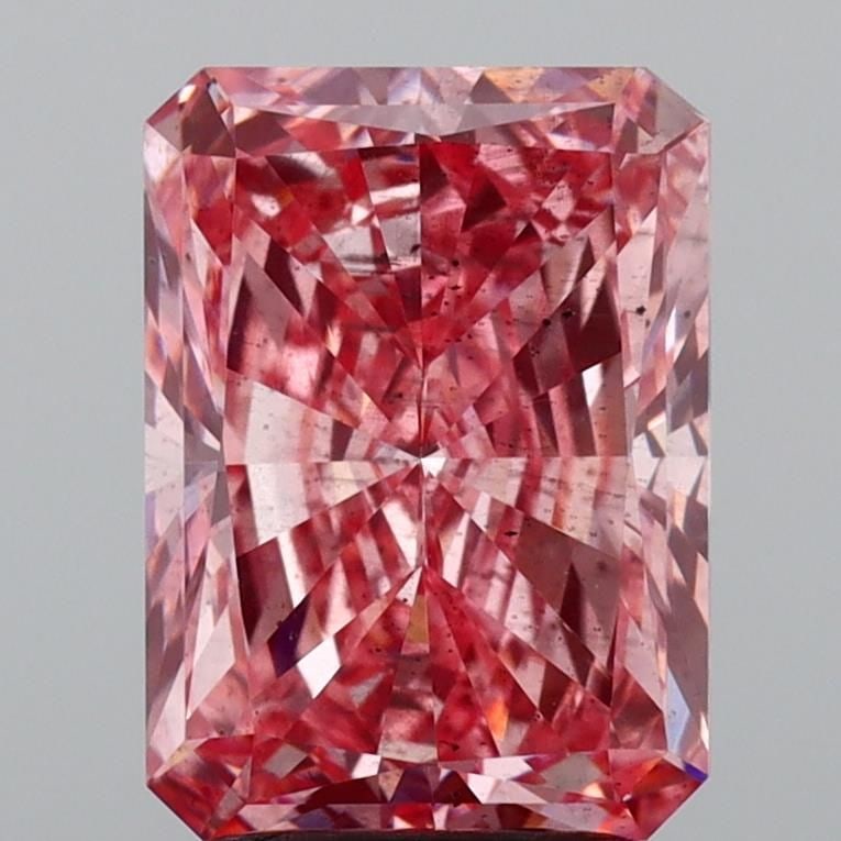 Loose Lab Diamond Radiant 2.98ct Fancy Vivid Pink SI1: Loose Lab Diamond Radiant 2.98ct Fancy Vivid Pink SI1 Loose Lab Diamond Radiant, 2.98 ct, with Fancy Vivid Pink color and SI1 clarity. It has very good polish and symmetry but lacks certification. Ite