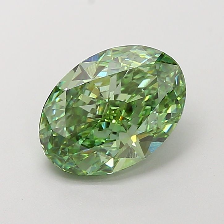 Loose Lab Diamond IGI Oval 2.71ct Fancy Vivid Green VVS2: Loose Lab Diamond IGI Oval 2.71ct Fancy Vivid Green VVS2 Loose Lab Diamond weighing 2.71ct with an oval cut, fancy vivid green color, clarity VVS2, and excellent polish and symmetry. Certified by IGI,