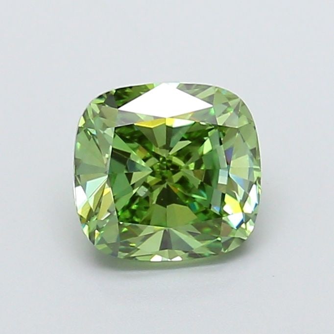 Loose Lab Diamond IGI Cushion Modified 1.5ct Fancy Vivid Green VS1: Loose Lab Diamond IGI Cushion Modified 1.5ct Fancy Vivid Green VS1 Loose Lab Diamond IGI Cushion Modified at 1.5ct, color Fancy Vivid Green, clarity VS1, with excellent polish and symmetry; certified