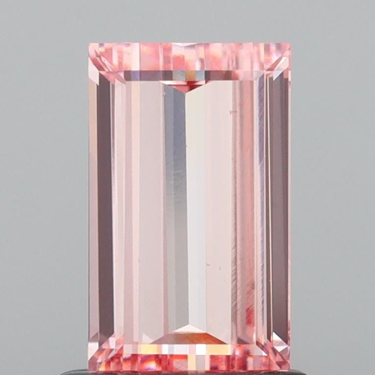 Loose Lab Diamond IGI Baguette 1.19ct Fancy Intense Pink VS1: Loose Lab Diamond IGI Baguette 1.19ct Fancy Intense Pink VS1 Loose lab diamond, IGI certified, weighing 1.19 carats, fancy intense pink color, and VS1 clarity; measurements are 7.65 x 4.61 x 2.84 mm.