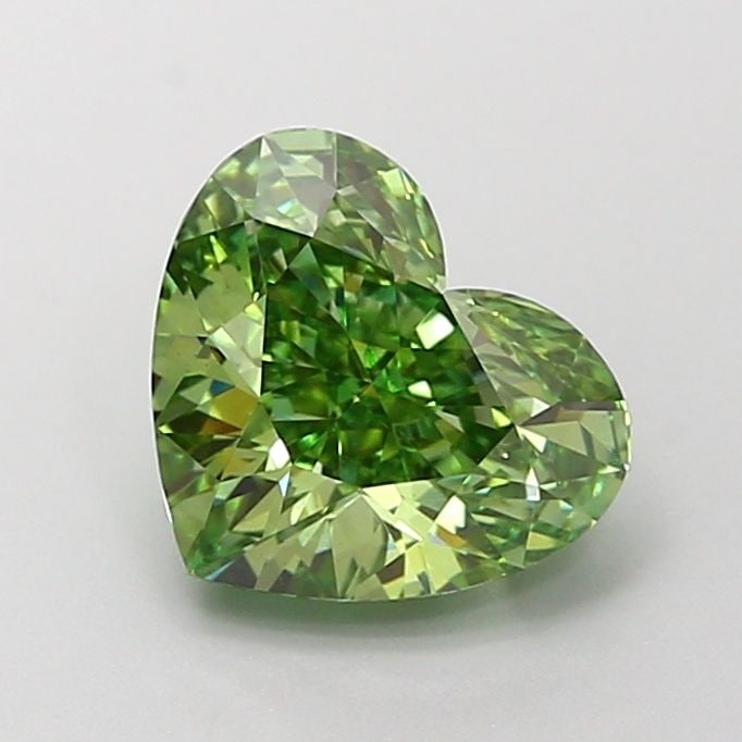 Loose Lab Diamond IGI Heart 2.12ct Fancy Vivid Green VS1: Loose Lab Diamond IGI Heart 2.12ct Fancy Vivid Green VS1 Loose Lab Diamond IGI Heart cut, 2.12ct, Color Fancy Vivid Green, Clarity VS1, with Excellent Polish and Symmetry; measurements are 7.41L x 8.6