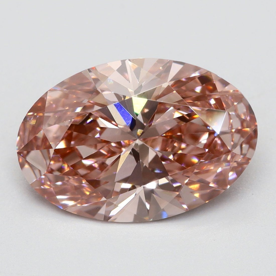 Loose Lab Diamond 2.07ct Oval Fancy Vivid Pink VS1: Loose Lab Diamond 2.07ct Oval Fancy Vivid Pink VS1 Loose lab-grown diamond, 2.07ct oval cut, Fancy Vivid Pink color, VS1 clarity, with very good polish and symmetry. Measurements are 10.65L x 7.19W x
