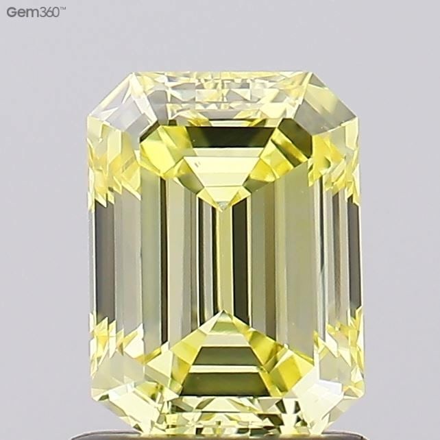 Loose Lab Diamond IGI Emerald 1.03ct Fancy Intense Yellow VS1: Loose Lab Diamond IGI Emerald 1.03ct Fancy Intense Yellow VS1 Loose lab-grown diamond IGI certified, 1.03ct in Fancy Intense Yellow color, VS1 clarity, with Very Good Polish and Excellent Symmetry, me