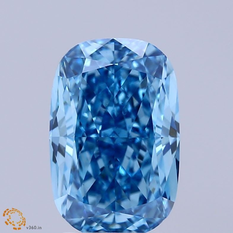 Loose Lab Diamond 3.46ct Fancy Vivid Blue VS1 - IGI Cushion Modified: Loose Lab Diamond 3.46ct Fancy Vivid Blue VS1 - IGI Cushion Modified Loose Lab Diamond, IGI certified, weighing 3.46ct, with a cushion modified cut, color Fancy Vivid Blue, clarity VS1, and measuremen